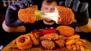 Котлета с сыром, Корейская уличная еда, Жареная Курица, ASMR MUKBANG, АСМР МУКБАНГ