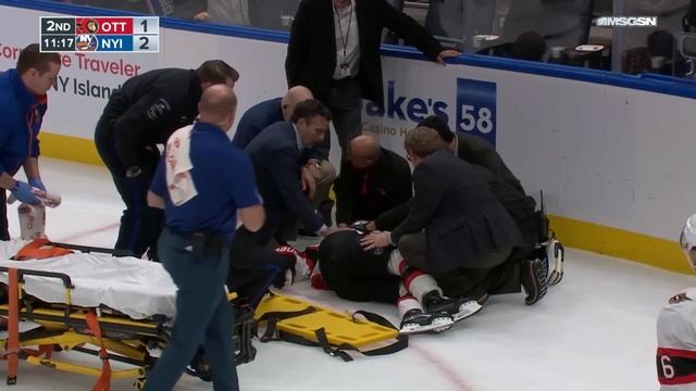 Erik Brannstrom Stretchered Off Ice After Taking Hit From Cal Clutterbuck смотреть онлайн