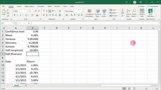 How to calculate value-at-risk for a Pearson distribution in Microsoft Excel