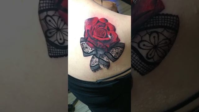 Coverup tattoo red rose