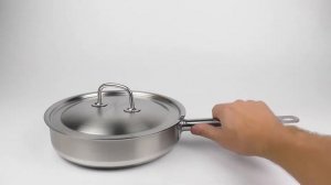 👉Сковорода 24см Гурман Профи ВСМПО из нержавеющей стали с металлической крышкой 330724