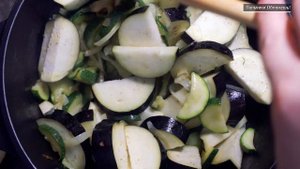 Очень вкусное Соте из баклажан и кабачков.Постное блюдо.