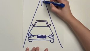 Как нарисовать машину на шоссе. Рисунок машины.