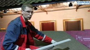 Стык двух ендов на кровле из гибкой черепицы. Монтаж гибкой черепицы. УНИКМА.
