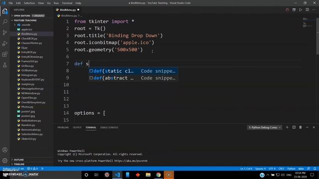 Binding DropDown Menu using Events in TKinter - Python Tutorial (2020) #25