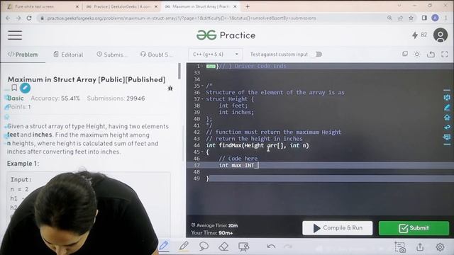 Maximum in struct array | School Practice Problem | GeeksforGeeks смотреть онлайн