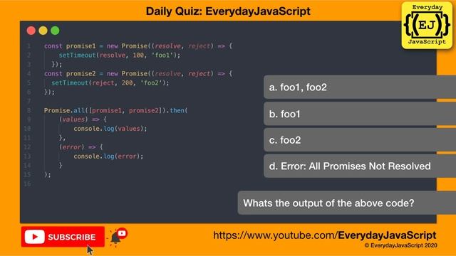 #DailyQuiz - Question 22 | Everyday JavaScript | Promise.all