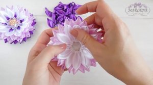 ? Цветы из узких лент с красивой серединкой. Канзаши МК/DIY ?