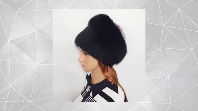 Шапка "Цветок" чёрного цвета из меха ондатры и песца смотреть онлайн