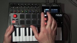 ZOOM R20 - how to use a MIDI keyboard and pads to create synth drum tracks featuring AKAI Mini Play