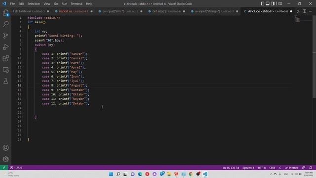 C dasturlash tilida SWITCH case! 9-dars смотреть онлайн