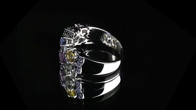 Кольцо из белого золота с сапфирами 2,88 карат и бриллиантами 0,23 карат смотреть онлайн