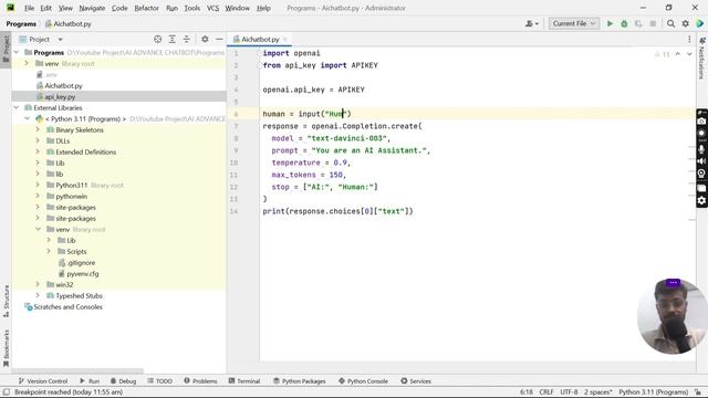 How to Build AI chatbot using python | openai api tutorial in hindi