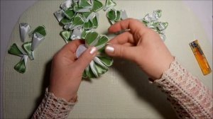 Цветы канзаши из атласных лент 2,5 см, мастер класс, лепесток "слойка"
