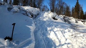 BRP Ski-Doo Skandic 550 SWT топчит путик через ручей, небольшой штурм берега, роем капаем