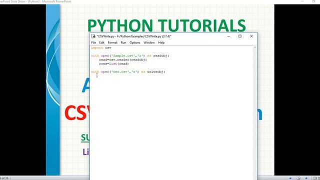 python tutorial | write or append data to csv file using python | python writing csv files