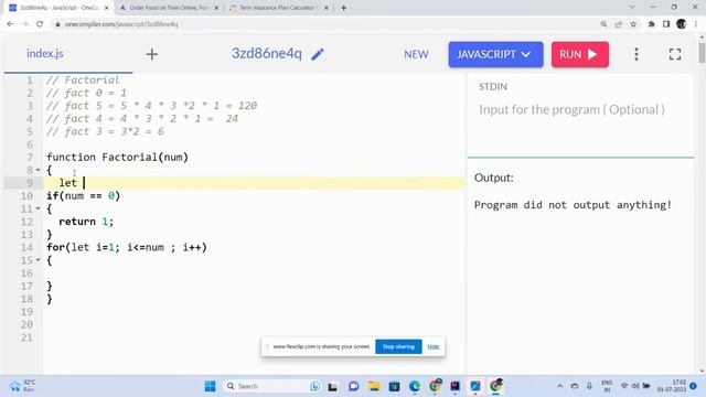 Find Factorial of a given number | Factorial | JavaScript |#javascript | #number