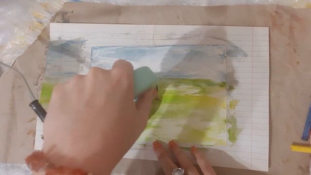 Арт. Пейзаж. Дерево. Горячий воск и утюг. Энкаустика. Рисование воском. Обзор Poly смотреть онлайн