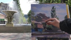 Пленэр, городской пейзаж маслом, живопись маслом с натуры. градски пейзаж с маслени бои. oilpaintin