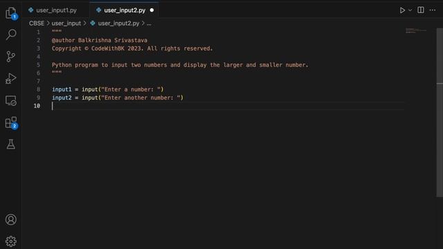 Python program to read user input | Python program to print larger/smaller of two numbers | in Hind