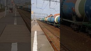 Электровоз ВЛ10У-473 проследует по 1 платформе 1 пути станцию Павловский.Посад с товарным поездом.