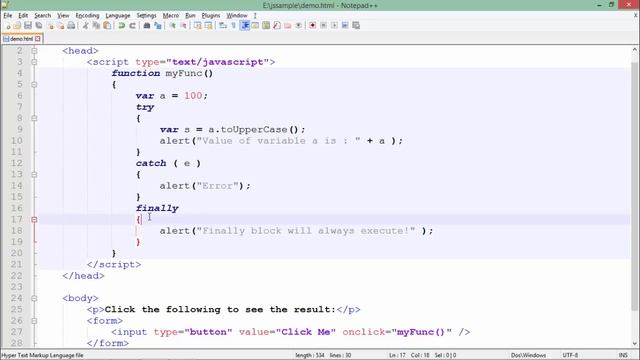 JavaScript - Error Handling