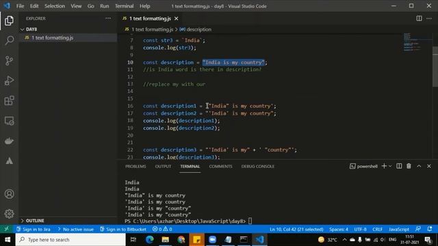 Day 8 Part 1 JavaScript Text formatting & escape sequences