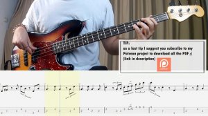 Stevie Wonder - Isn't She Lovely BASS COVER + PLAY ALONG TAB + SCORE
