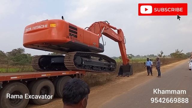 TATA HITACHI Zx370 Gi Unloading from trailer,