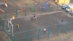 Собака играет в футбол