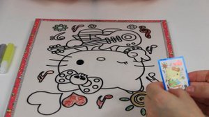 Hello Kitty раскраска, Хелло Китти с гелевыми блёстками.