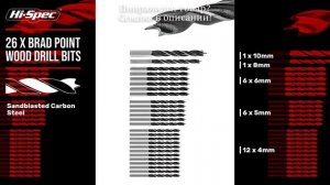 Hi-Spec набор сверл для дерева и металла, титановые сверла из быстрорежущей стали, сверла для масса