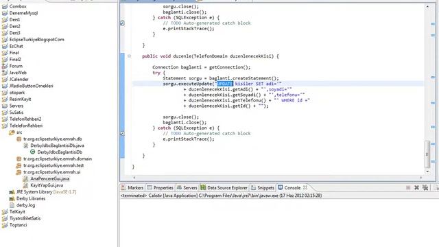 Eclipse ile Java Dersleri Derby Gömülü Veritabanı Domain 7 Düzenleme(Update)İşlemleri смотреть онлайн