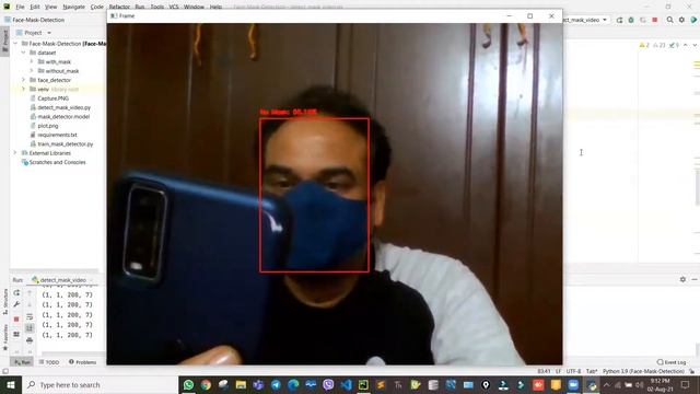 Mask and No Mask Detection using Tensorflow, Keras and OpenCV