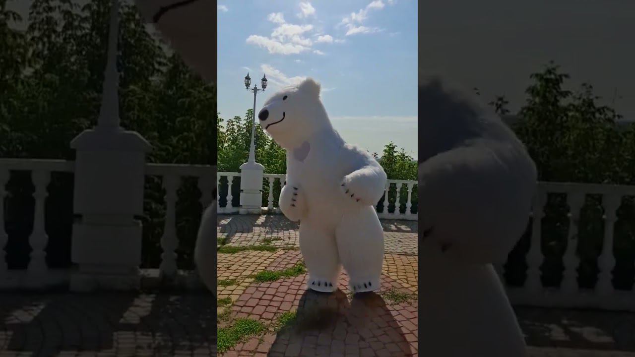 Белый костюм ростового мишки нашего производства
