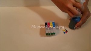 Перезаправляемые картриджи (ПЗК) для Epson (4 цвета) - обзор и заправка
