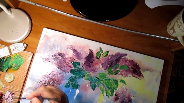 Сирень в вазе.Нарисовать масляными красками. смотреть онлайн