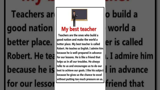 My Best Teacher ! Short Essay/ Paragraph