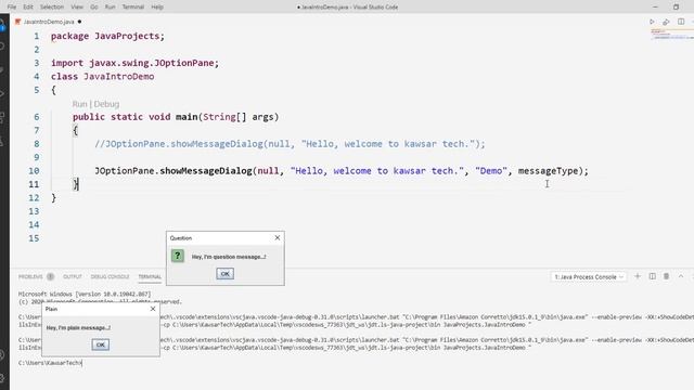 Session53 Java JOptionPane - Show Message Dialog - Pashto смотреть онлайн