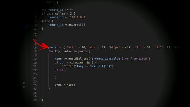 create a port scanner with vlang