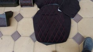 Обзор комплекта в салон КамАЗ диван, подлокотник, чехол, столик на панель, полка акустическая.