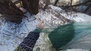 кастинговая сеть, зима, рыбалка одного заброса