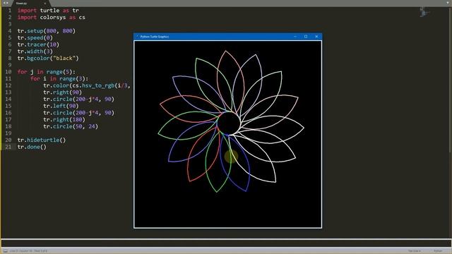 DRAW FLOWER USING PYTHON TURTLE | PYTHON TURTLE GRAPHICS | PYTHON TUTORIAL 2022
