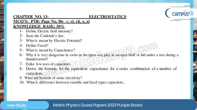 Matric Part 2 Physics Guess Paper 2023 - 10th Class Physics Guess Paper 2023