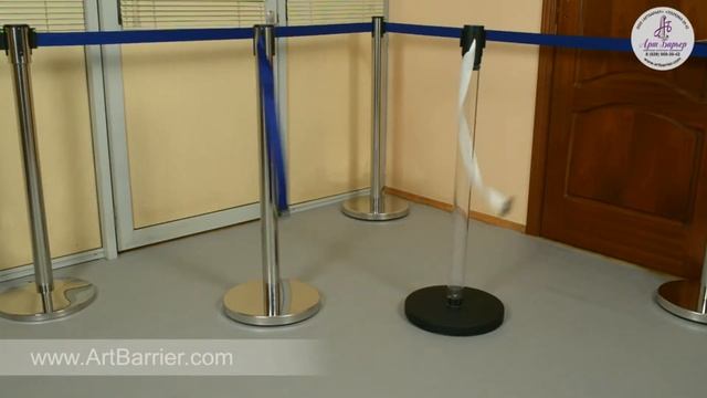 Стойка ограждения с вытяжной лентой ArtBarrier Aurum "золото" (www.artbarrier.com) смотреть онлайн