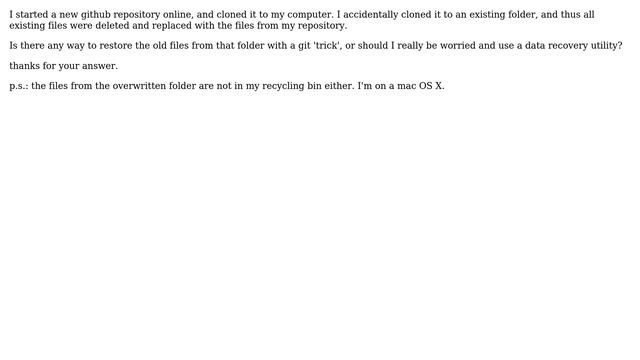 How to restore local folder contents after first git clone? смотреть онлайн