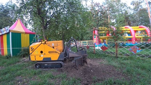 Пень босс. Дробим, фрезеруем, измельчаем пень и его корневую систему на глубину 40 см.