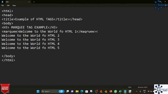 HTML MARQUEE | MONOSPACED FONT| PRE-TAG | HTML ATTRIBUTES OF BODY TAG |