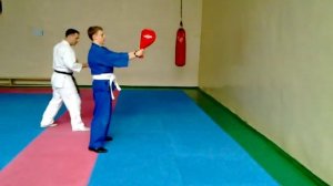 Удары ногами в прыжке, отталкиваясь от стены.