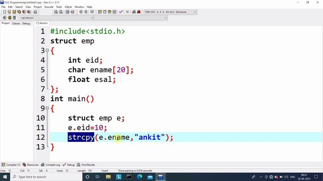c program to make a simple structure program | learn coding